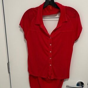 Dynamite red top with open back